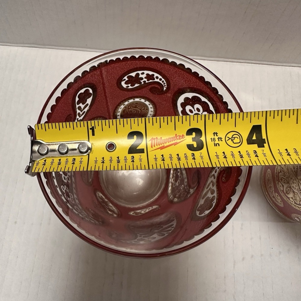 Vintage Culver LTD Old Fashioned Glasses Paisley Red 22K‎ Gold MCM Barware Set 2 - Picture 8 of 8
